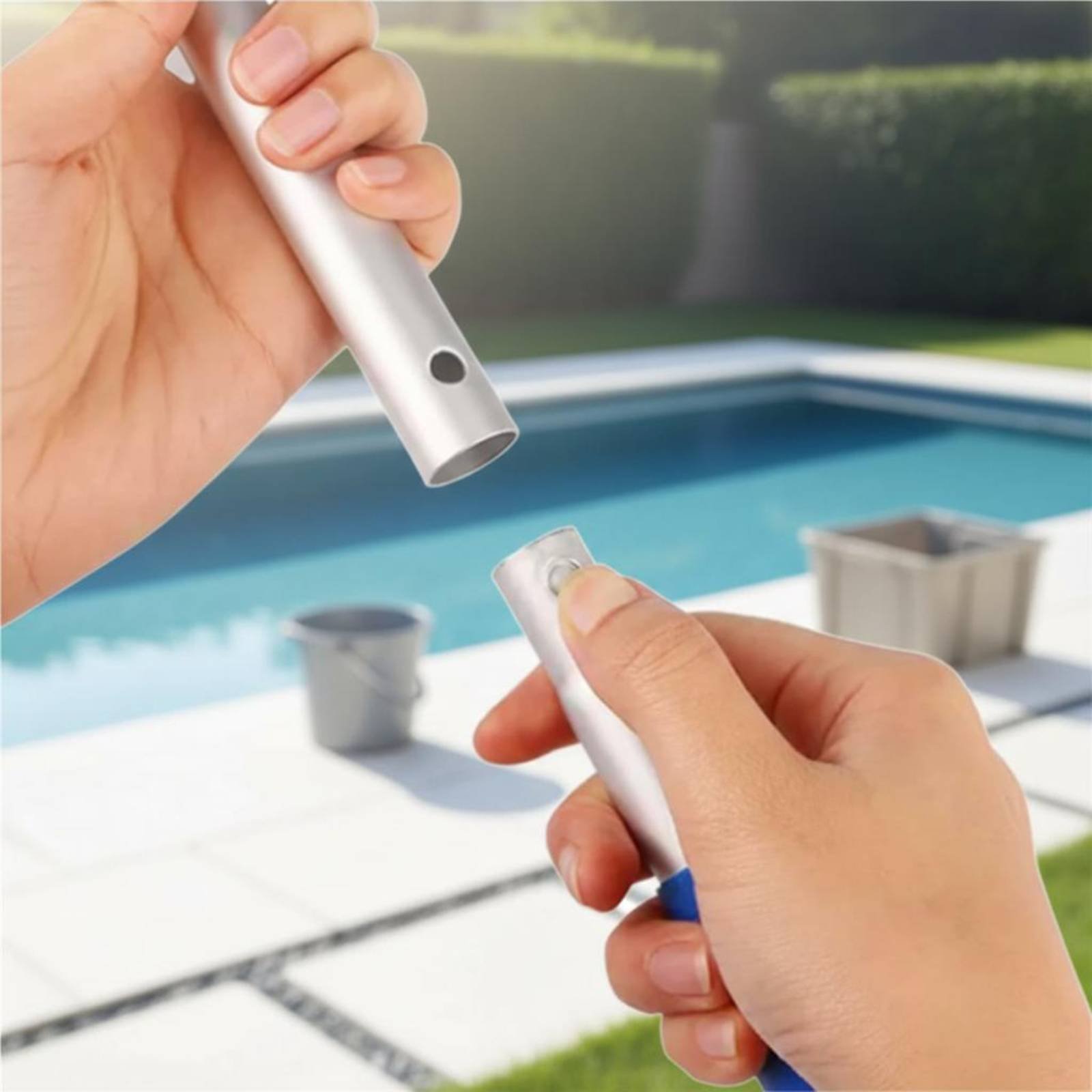 Pool Skimmer Net - 取り外し可能なプール葉っぱネット ポール付きで使いやすいプールスキマー クイックコネクト スパ、噴水用の幅広の曲線リム