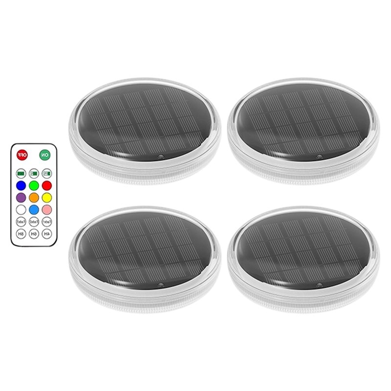Pool Light Solar Rechargeable - X16A 新型フローティングソーラー充電式プールライト（4個セット）リモコン付き、7つの照明モード、タイマー機能付き
