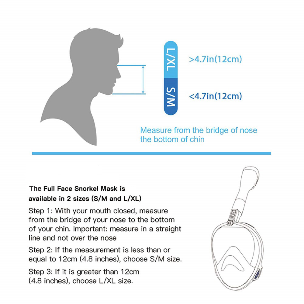 フルフェイスシュノーケルダイビングマスク、漏れ防止、防曇、1 - Snorkel Mask Full Face のレビューと価格
