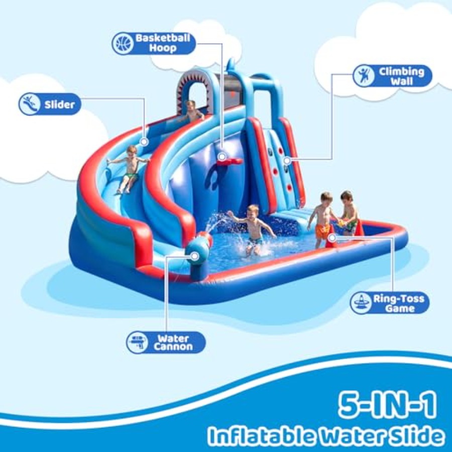 子供用裏庭用インフレータブルウォータースライド、450W送風 - Water Slide Inflatable のレビューと価格