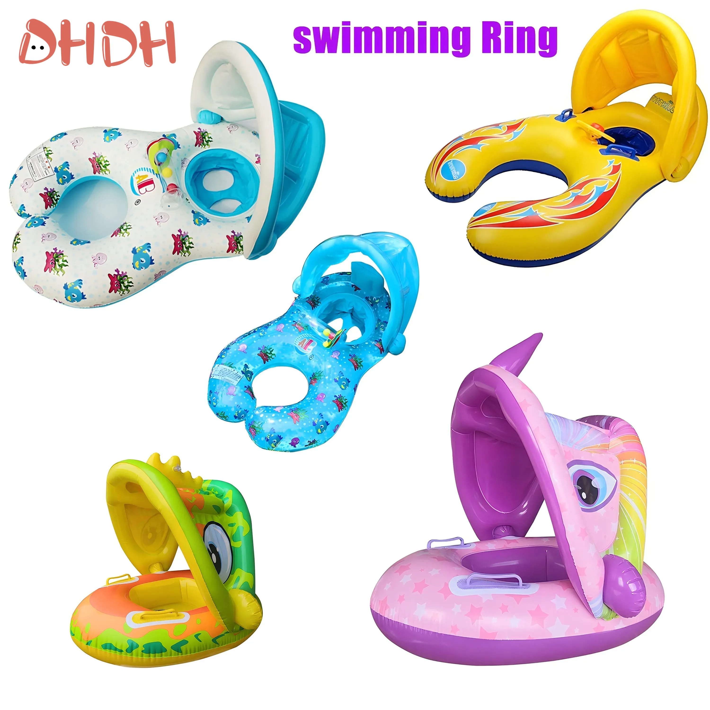 日よけ付きベビー水泳フロート – 幼児用インフレータブルベビ - Pool Float Ring Inflatable のレビューと価格