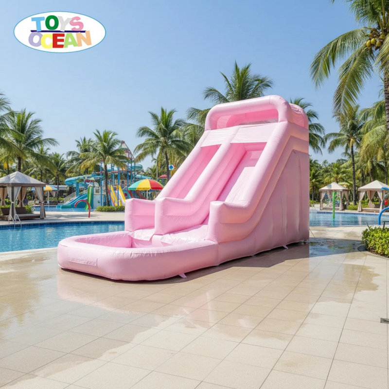業務用ピンク色のダブルレーンインフレータブルウォータースライ - Water Slide Inflatable のレビューと価格