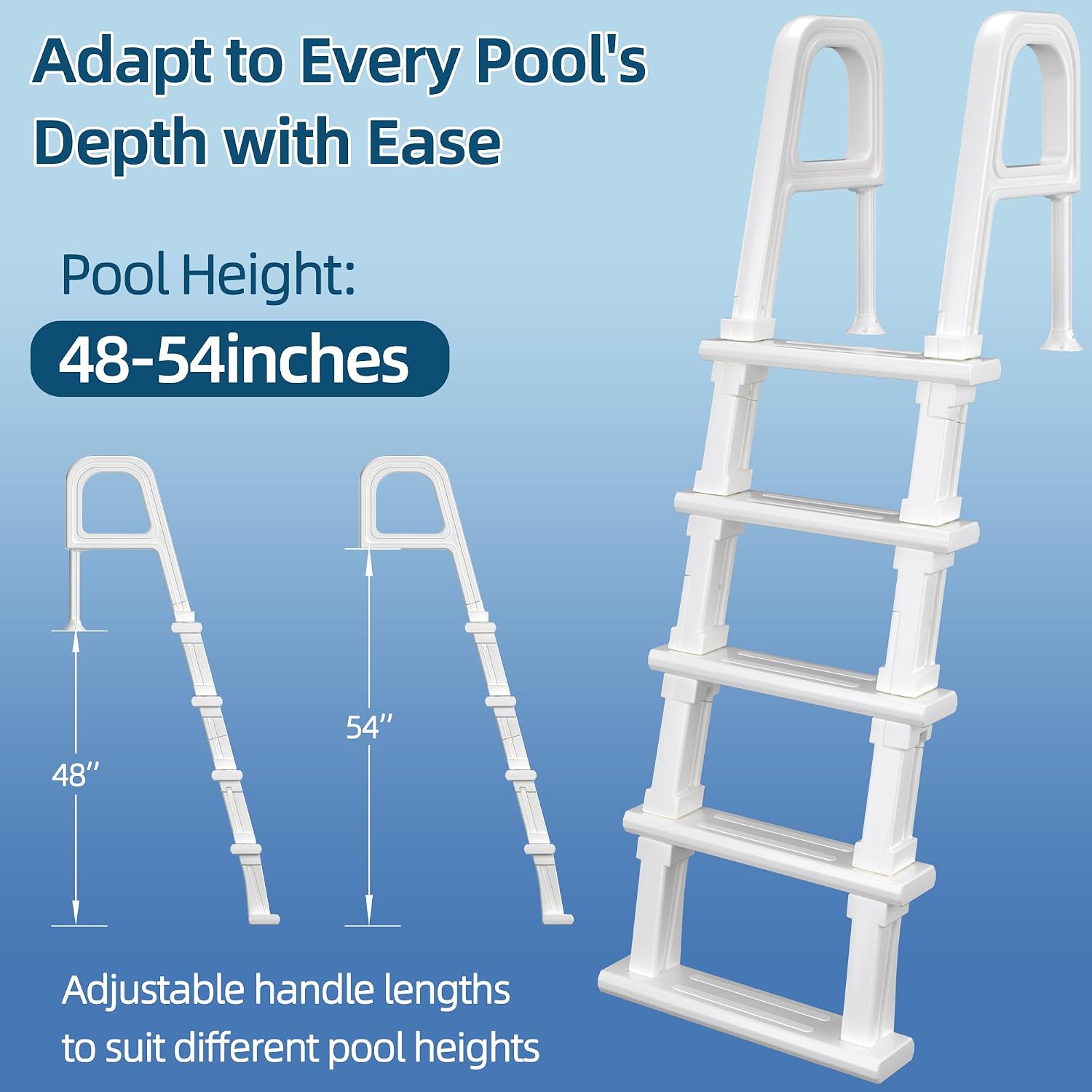 プール用はしご、5段プール階段、ダブルハンドレールと滑り止め - Pool Ladder Above Ground のレビューと価格