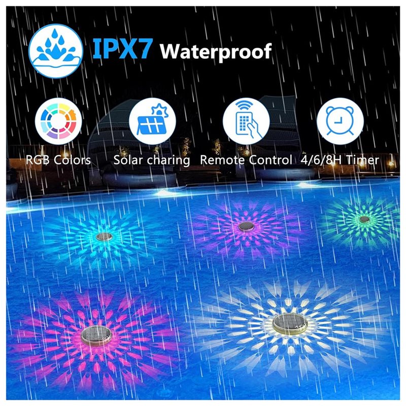 X16A 新型フローティングソーラー充電式プールライト（4個 - Pool Light Solar Rechargeable のレビューと価格