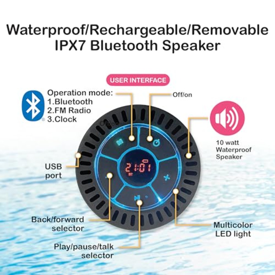 Bluetooth IPX7防水スピーカーとカップホルダー付 - Pool Lounger Inflatable のレビューと価格