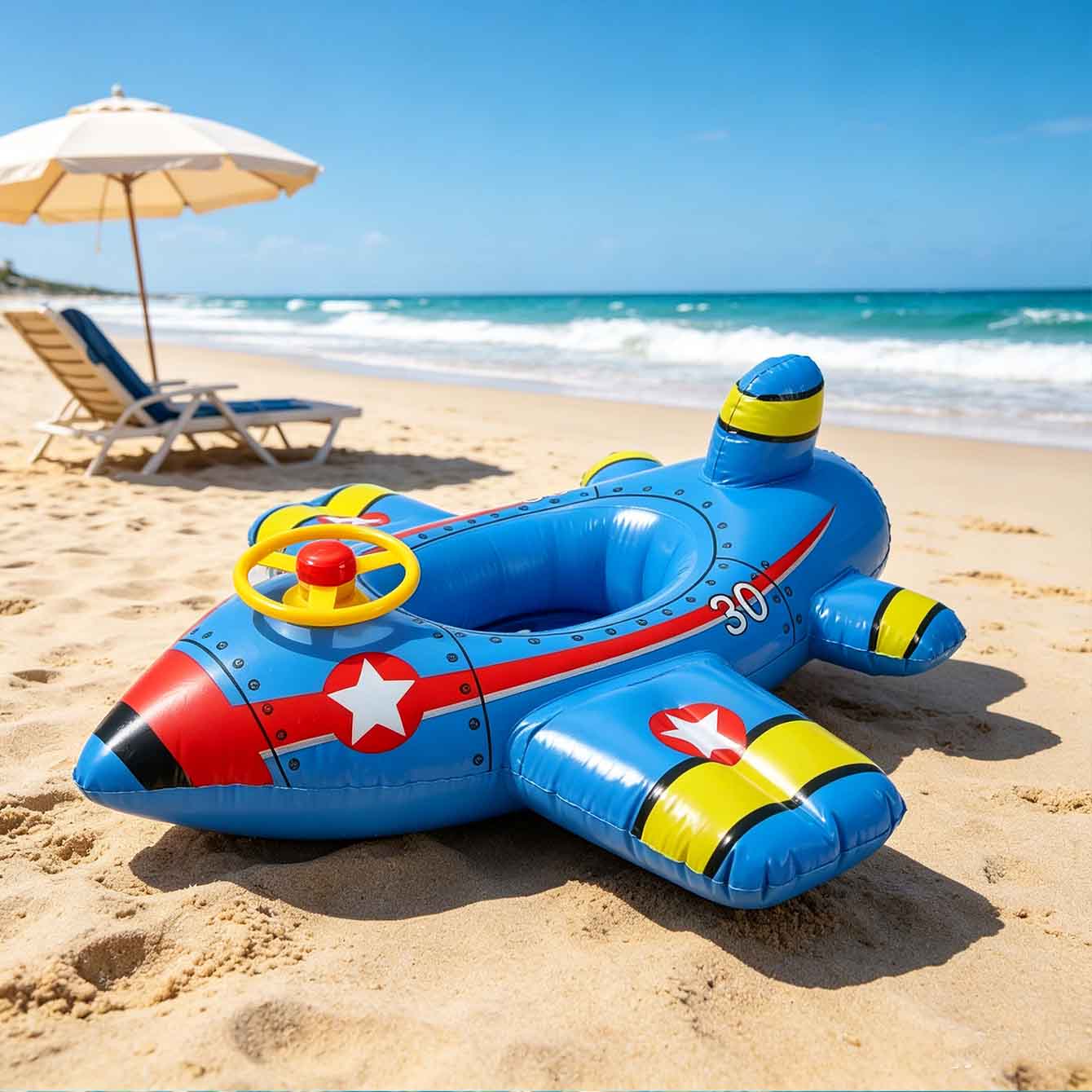 1PC 飛行機型水泳フロート インフレータブルプールフロート - Pool Float Ring Inflatable のレビューと価格