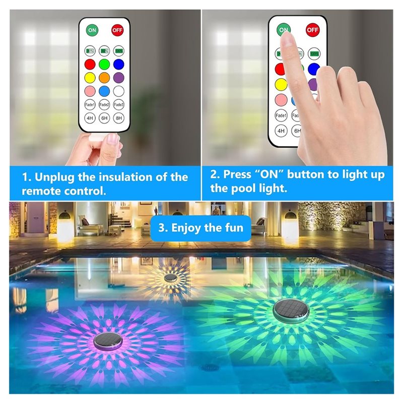 ABNL 浮遊式プールライト（4個入り）。ソーラー充電式で、 - Pool Light Solar Rechargeable のレビューと価格