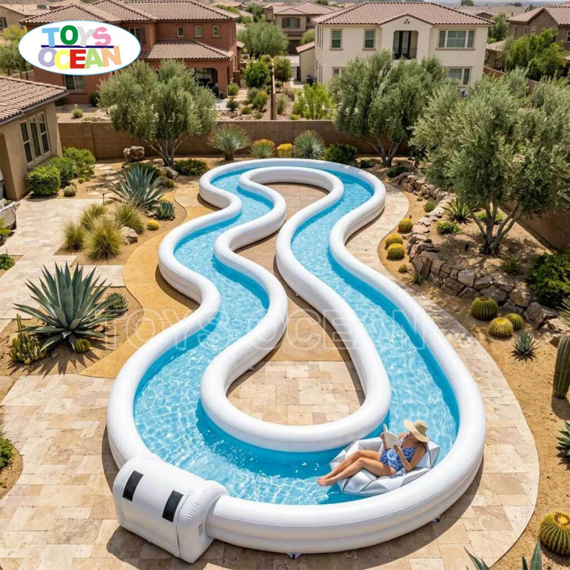 業務用インフレータブルレイジーリバー、ピンクの波状ウォーター - Water Slide Inflatable のレビューと価格