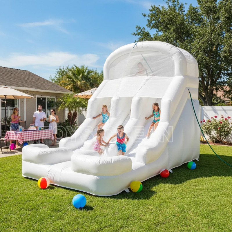 子供用インフレータブルウォータースライド、ダブルホワイトスラ - Water Slide Inflatable のレビューと価格